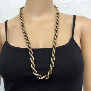 Navy and Gold Twisted Necklace